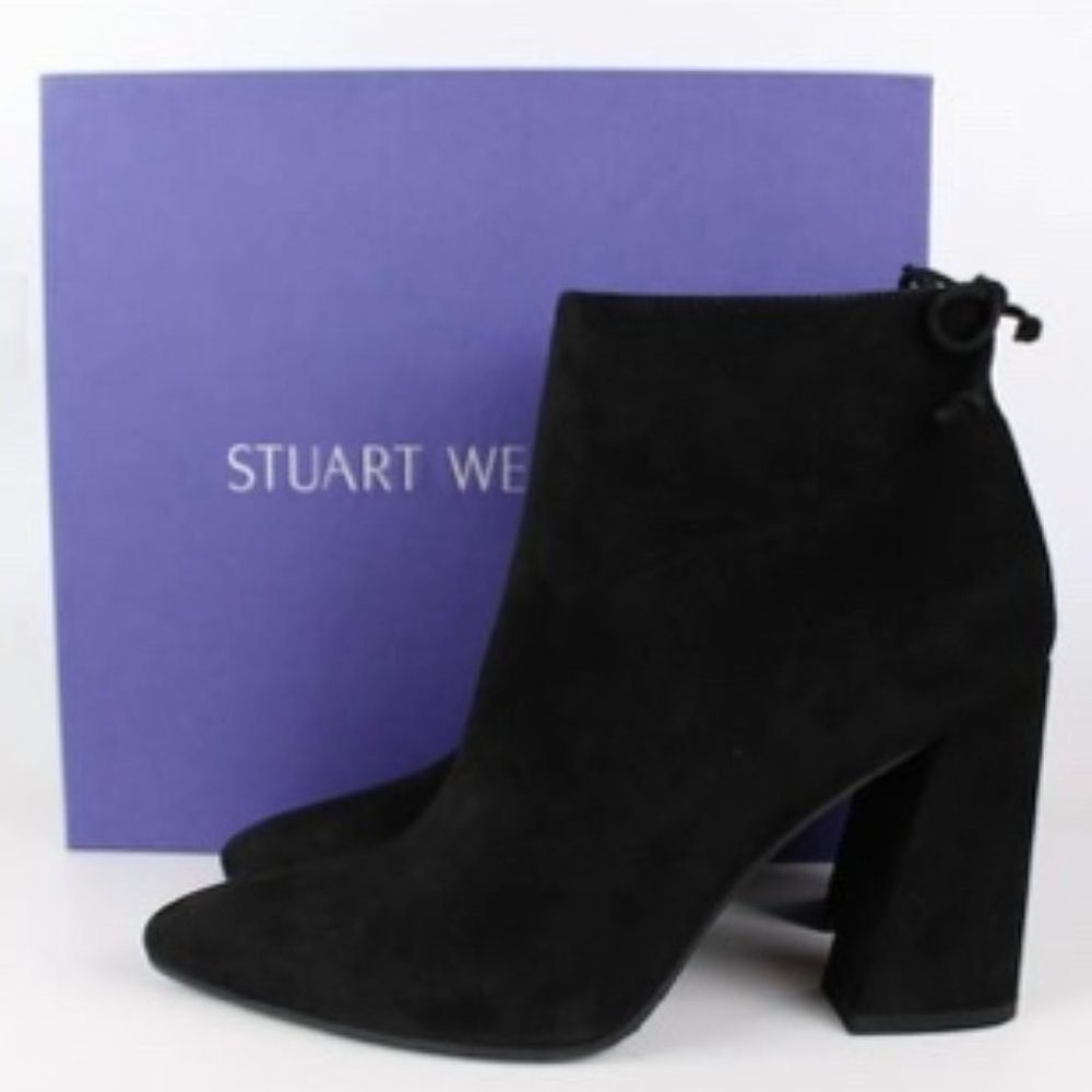 Stuart Weitzmam Black Grandiose Suede Booties